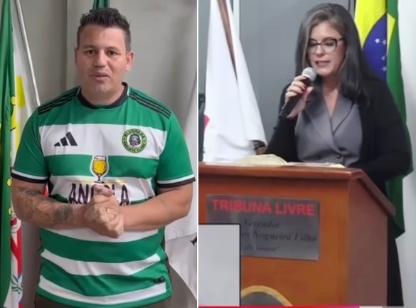 O prefeito Vinicius Camargos tem como uma única oposição na Câmara a vereadora Tainara Andrade (Foto: Montagem)
