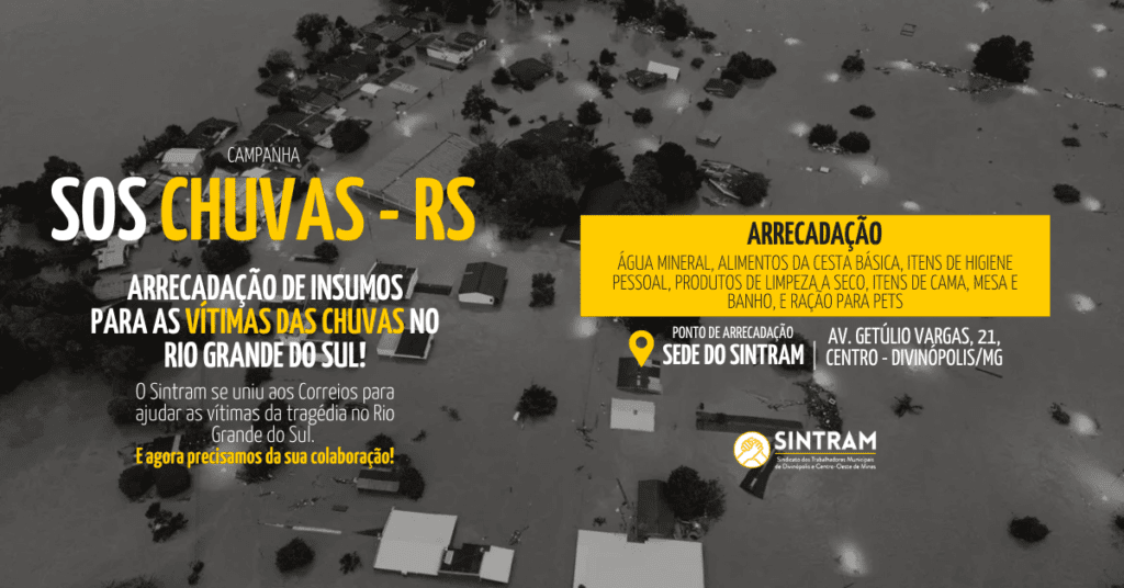 Sintram agora é um ponto de arrecadação de doações para as vítimas no Rio Grande do Sul
